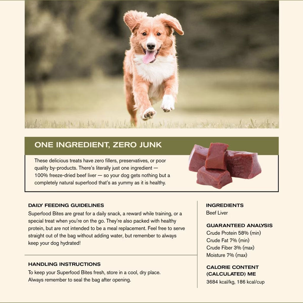 Badlands Ranch Superfood Bites Air Dried Premium Beef Liver Treats for Dogs