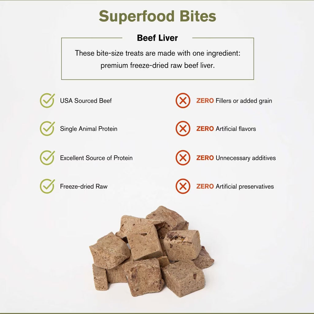 Badlands Ranch Superfood Bites Air Dried Premium Beef Liver Treats for Dogs