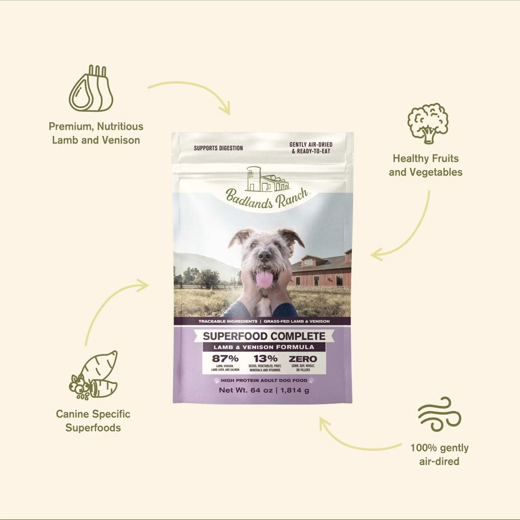 Badlands Ranch Superfood Complete Premium Air Dried Lamb & Venison Dog Food